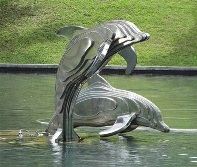 স্টেইনলেস স্টিল ডলফিন ভাস্কর্য