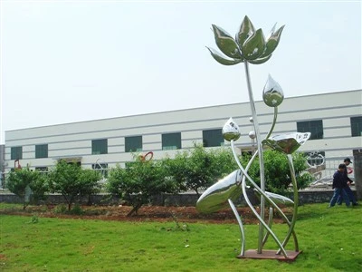 স্টেইনলেস স্টিল লোটাস ফুলের ভাস্কর্য